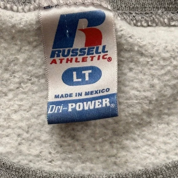 Russell Athletic Dri-Power Crewneck Sweatshirt Mens LT Gray V-Stitch Vintage - Picture 5 of 6